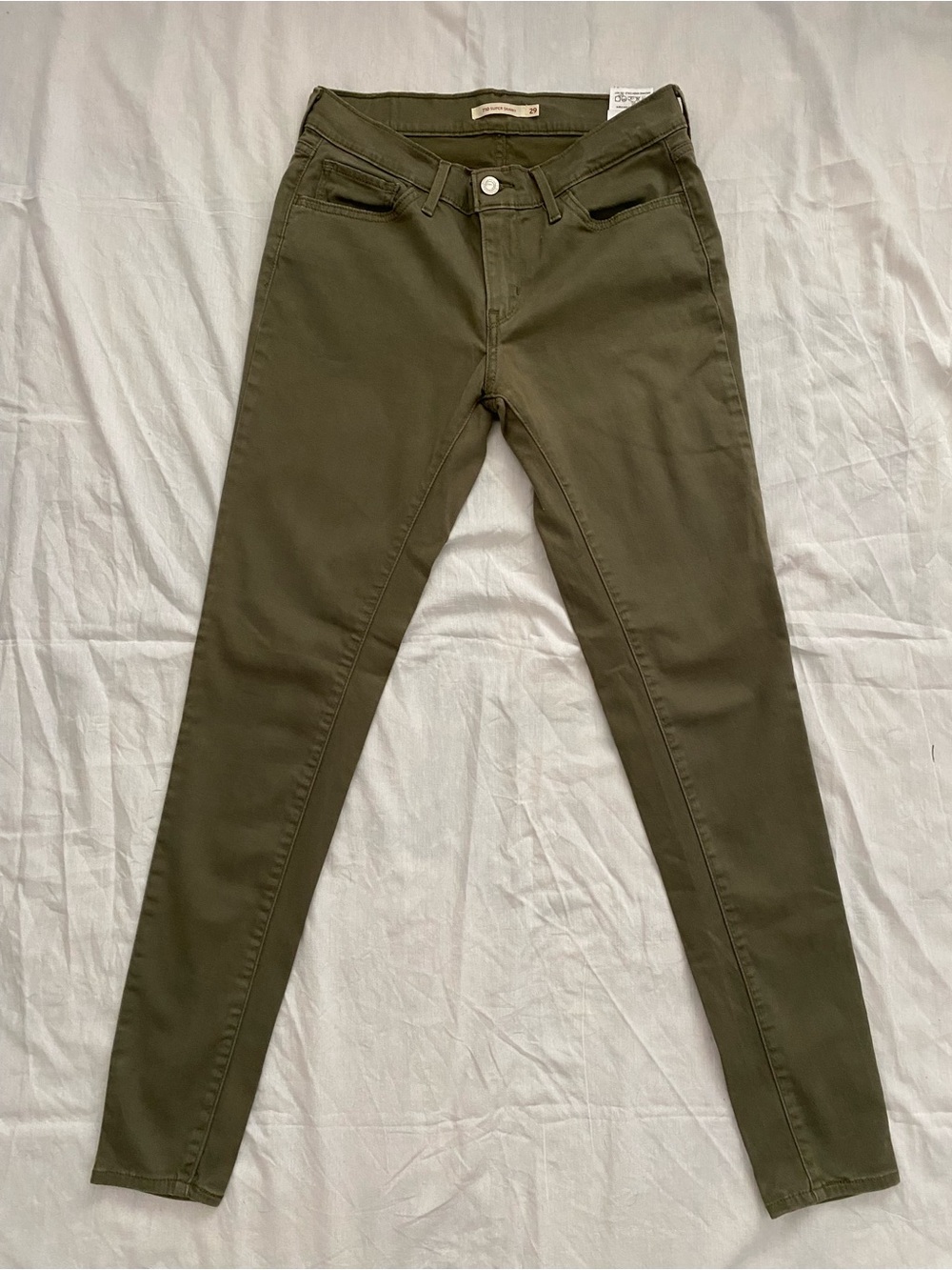 Women's Skinny Jeans - Olive Green Stretch Slim Fit